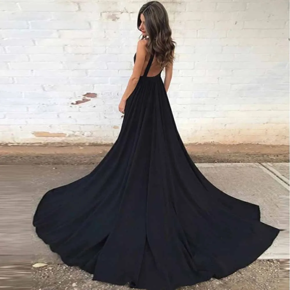 Sexy A-Line Evening Dresses Long 2021 Women Plunging Deep V-Neck Backless Black Prom Dress with Pockets Elegant Ball Gowns
Sexy A-Line Evening Dresses Long 2021 Women Plunging Deep V-Neck Backless Black Prom Dress with Pockets Elegant Ball Gowns