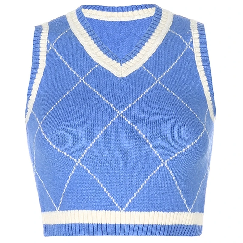 Women Sleeveless Sweater Vest V-Neck Knit Crop Top Vintage Rhombus Slim Jumper BX0B
Women Sleeveless Sweater Vest V-Neck Knit Crop Top Vintage Rhombus Slim Jumper BX0B