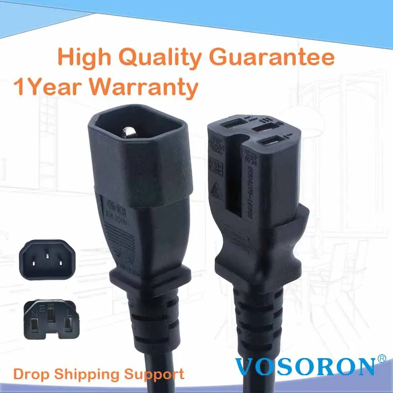IEC 60320 C14 To C15 PDU UPS Male To Female Power Cord 1.5m/1.8m/2m Extension Cable 3G1.5 Durable Copper Line
IEC 60320 C14 To C15 PDU UPS Male To Female Power Cord 1.5m/1.8m/2m Extension Cable 3G1.5 Durable Copper Line