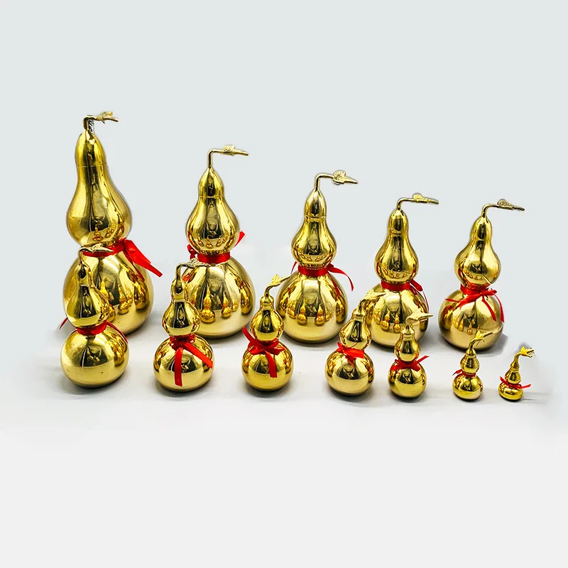 Feng Shui Brass Goldengourd ornaments, large and small glossy gossip copper gourd Wu Lou Hu Lu with leaf, Health Enhance Luck
Feng Shui Brass Goldengourd ornaments, large and small glossy gossip copper gourd Wu Lou Hu Lu with leaf, Health Enhance Luck