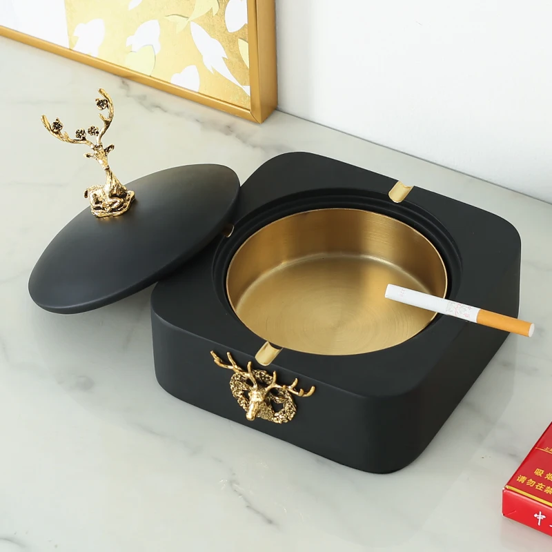 Deer Resin Ashtray Creative Luxury Lid Nordic Stainless Steel Personalized Ashtray Office Popielniczka Home Accessories DG50A
Deer Resin Ashtray Creative Luxury Lid Nordic Stainless Steel Personalized Ashtray Office Popielniczka Home Accessories DG50A