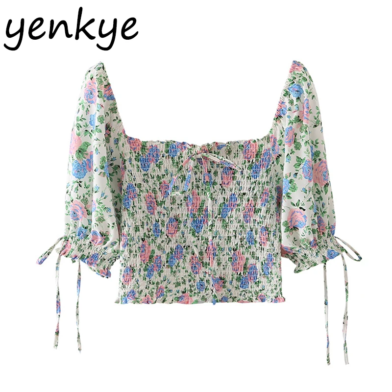 YENKYE New 2021 Women Flowers Print Crop Top Sexy Square Neck Puff Sleeve Elastic Summer Tops Female Holiday Sweet Short Blouse
YENKYE New 2021 Women Flowers Print Crop Top Sexy Square Neck Puff Sleeve Elastic Summer Tops Female Holiday Sweet Short Blouse