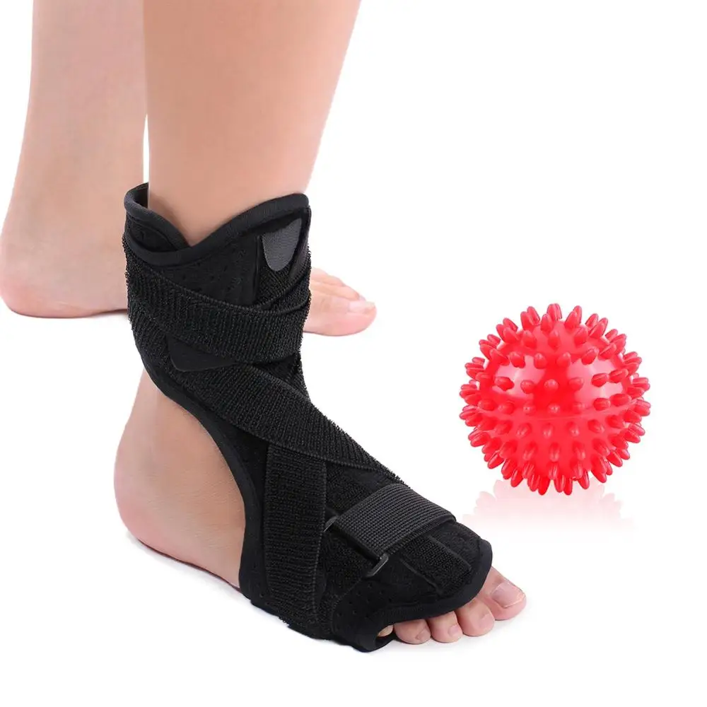 

Adjustable Medical Foot Drop Ankle Plantar Fasciitis Dorsal Night Day Splint Support with Spiky Massage Ball Orthosis Stabilizer