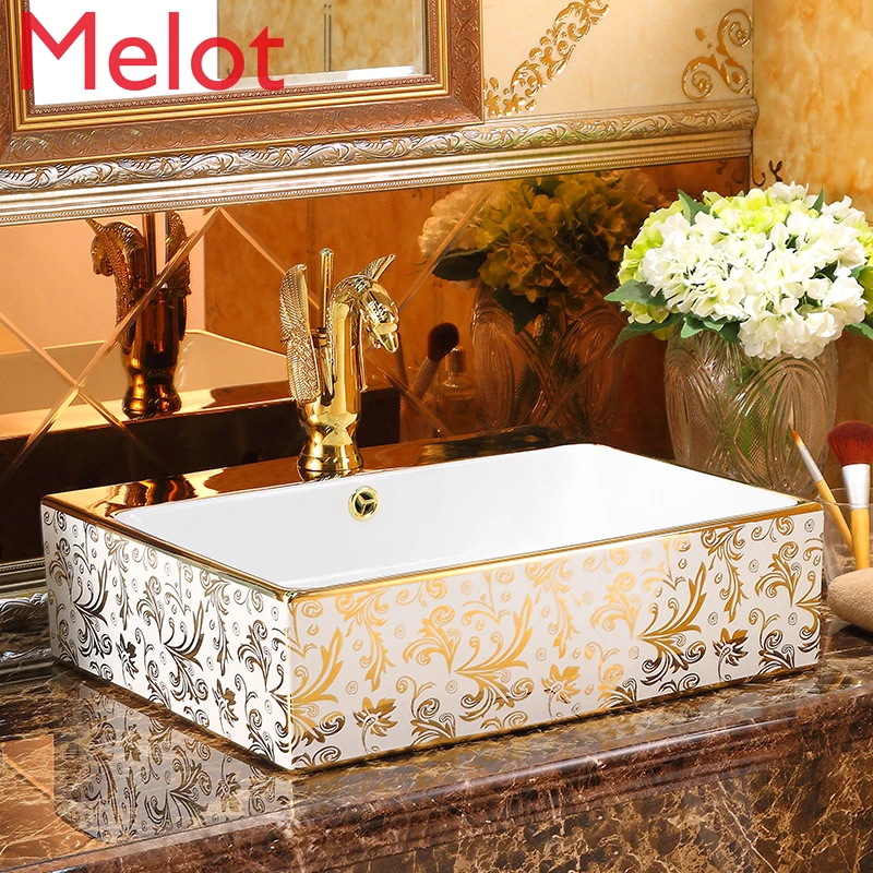 Gold table basin home basin European art basin washbasin washbasin washbasin square toilet basin
Gold table basin home basin European art basin washbasin washbasin washbasin square toilet basin