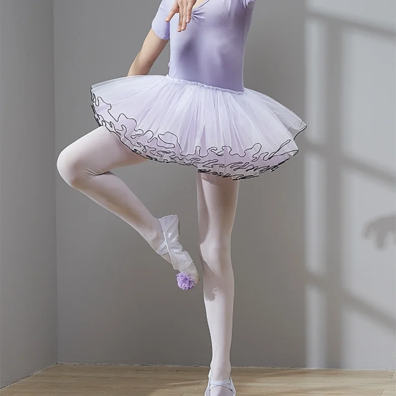 

Child Professional Performance Ballet Swan Lake Lacework Tutu White Black Elastic Waist Children Mesh Tulle Skirt Tutus
