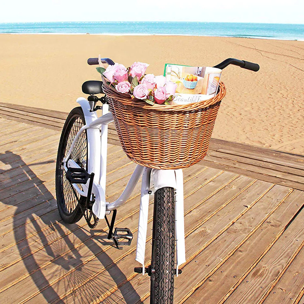 Children adult fashion retro bicycle rattan basket waterproof front basket storage with fixed strap soft and durable
Children adult fashion retro bicycle rattan basket waterproof front basket storage with fixed strap soft and durable
