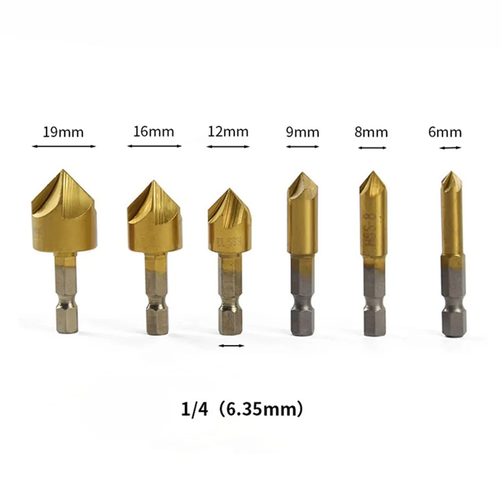 Titanium Coated HSS Aluminum Plate High Speed Steel 1/4 6.3mm Hex Shank 90 Degree Chamfer Deburring Cutter Tool
Titanium Coated HSS Aluminum Plate High Speed Steel 1/4 6.3mm Hex Shank 90 Degree Chamfer Deburring Cutter Tool