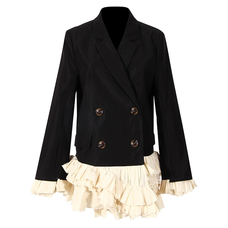 2021 Spring Female Notched Collar Long-sleeved Blazer Coat Double Breasted Loose Sweet Patchwork Ruffles Suit Top FS081
2021 Spring Female Notched Collar Long-sleeved Blazer Coat Double Breasted Loose Sweet Patchwork Ruffles Suit Top FS081