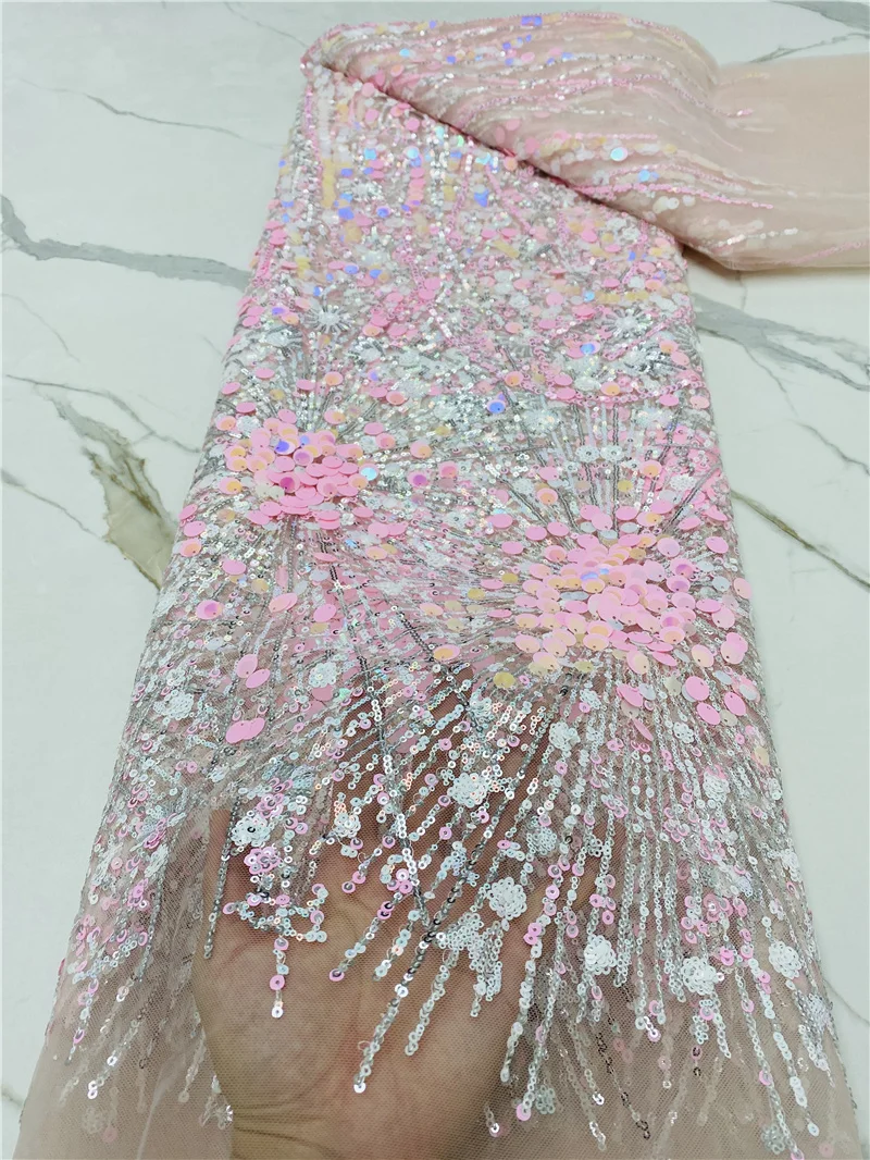 PGC Pink African Sequence Lace Fabric Embroidery French Mesh Lace Fabric With Sequins Nigerian Tulle Lace For Party YA4487B-3
PGC Pink African Sequence Lace Fabric Embroidery French Mesh Lace Fabric With Sequins Nigerian Tulle Lace For Party YA4487B-3