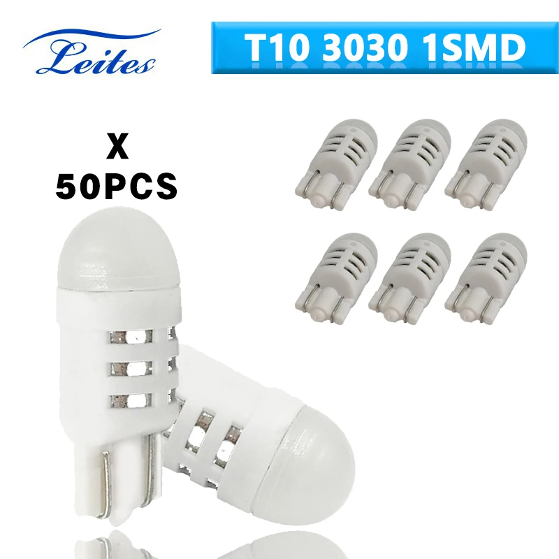 Leites 50x White LED Car LightS T10 W5W Led Wedge Bulb 3030 1SMD Sidemarker Sidelight Lamp Bulbs Dome Reading Parking Lights
Leites 50x White LED Car LightS T10 W5W Led Wedge Bulb 3030 1SMD Sidemarker Sidelight Lamp Bulbs Dome Reading Parking Lights