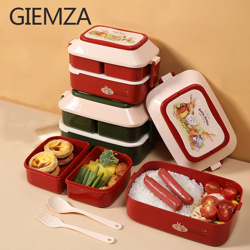 GIEMZA Ланч-бокс с кроликом, контейнер для микроволновой печи, Питер, двухслойный, 3 ячейки, коробки для еды с ложкой-вилкой, детский обед
GIEMZA Ланч-бокс с кроликом, контейнер для микроволновой печи, Питер, двухслойный, 3 ячейки, коробки для еды с ложкой-вилкой, детский обед