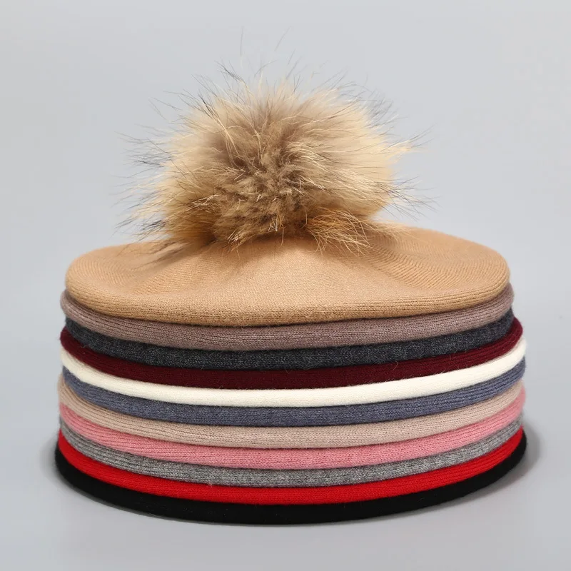 Women Pom Pom Berets Hat Fall Winter Casual Knitted Wool Beret With Real Fur Pom Pom Ladies Beret Hat Female Beanies Hat NZ122
Women Pom Pom Berets Hat Fall Winter Casual Knitted Wool Beret With Real Fur Pom Pom Ladies Beret Hat Female Beanies Hat NZ122
