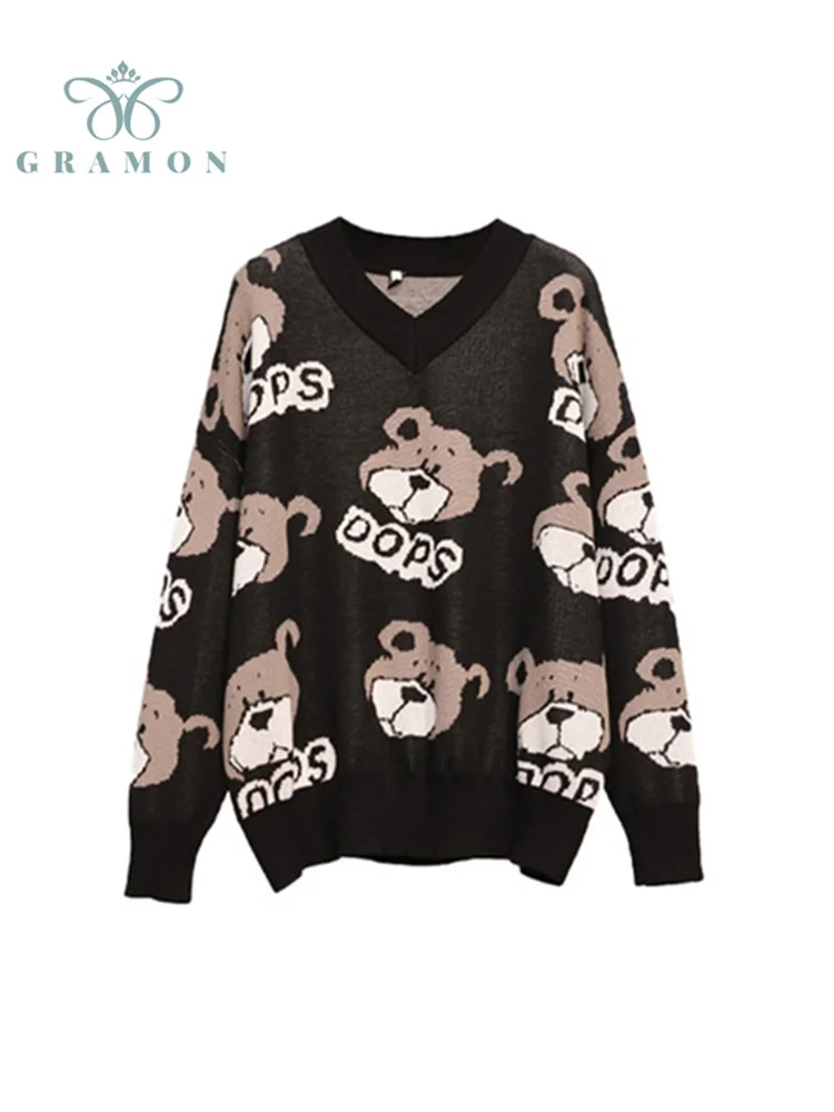 Streetwear Sweaters Oversized Loose Pullovers Women Knitted Sweater Fall Winter Long Sleeve Kawaii Bear Print Tops Sueters Mujer
Streetwear Sweaters Oversized Loose Pullovers Women Knitted Sweater Fall Winter Long Sleeve Kawaii Bear Print Tops Sueters Mujer