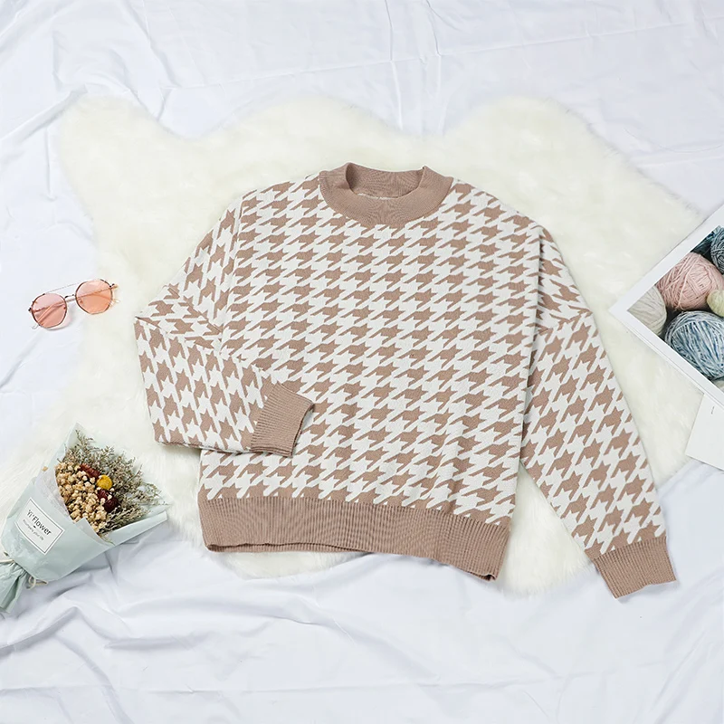 Spring Winter Houndstooth Knitted Knitted Sweater Women O Neck Female Pullover Casual 2021 Fashion Ladies Jumper Streetwear
Spring Winter Houndstooth Knitted Knitted Sweater Women O Neck Female Pullover Casual 2021 Fashion Ladies Jumper Streetwear