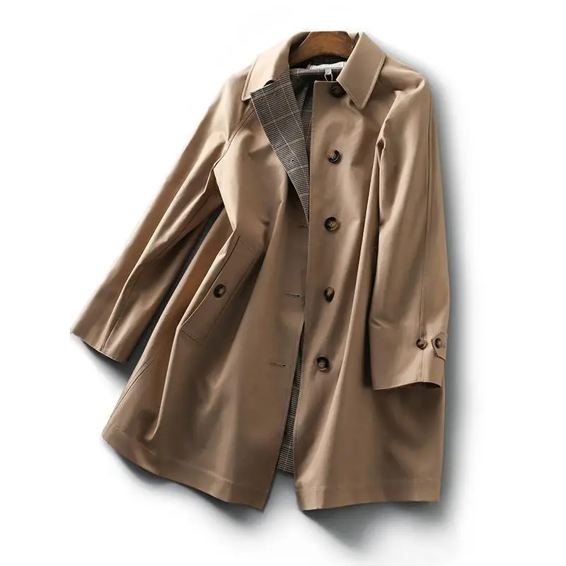 2021 spring and autumn new simple style small leisure high end temperament women's coat coat windbreaker women's middle length 
2021 spring and autumn new simple style small leisure high end temperament women's coat coat windbreaker women's middle length