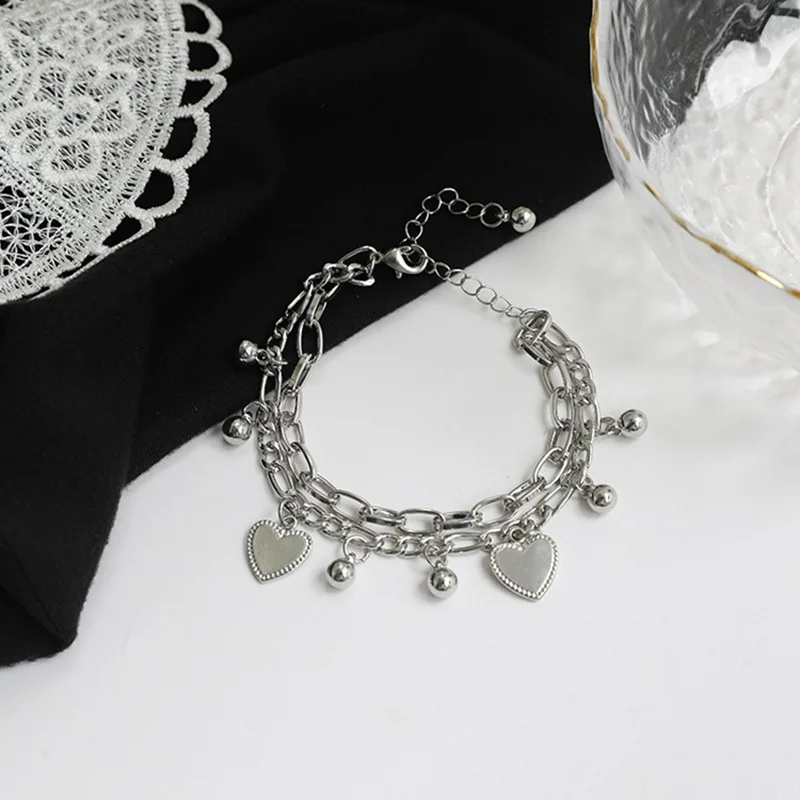 Ladies Double Heart Bracelet Retro Silver Metal Bead Exquisite Charm Bracelet Gift Street Style Jewelry Girls
Ladies Double Heart Bracelet Retro Silver Metal Bead Exquisite Charm Bracelet Gift Street Style Jewelry Girls