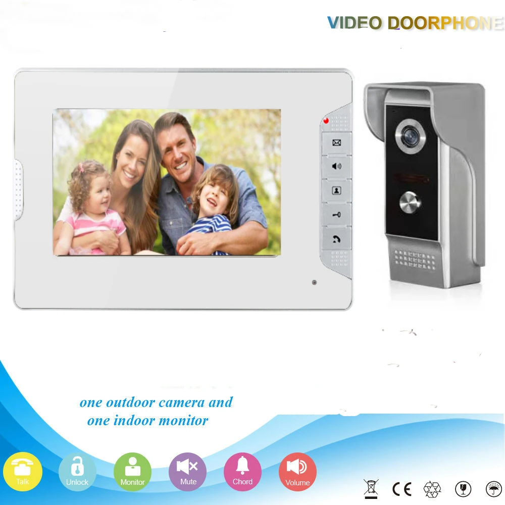

Visual Intercom 7 inch Monitor Video Doorbell Speake Phone Intercom Fingerprint RFID Password Camera Unlock Home Security System