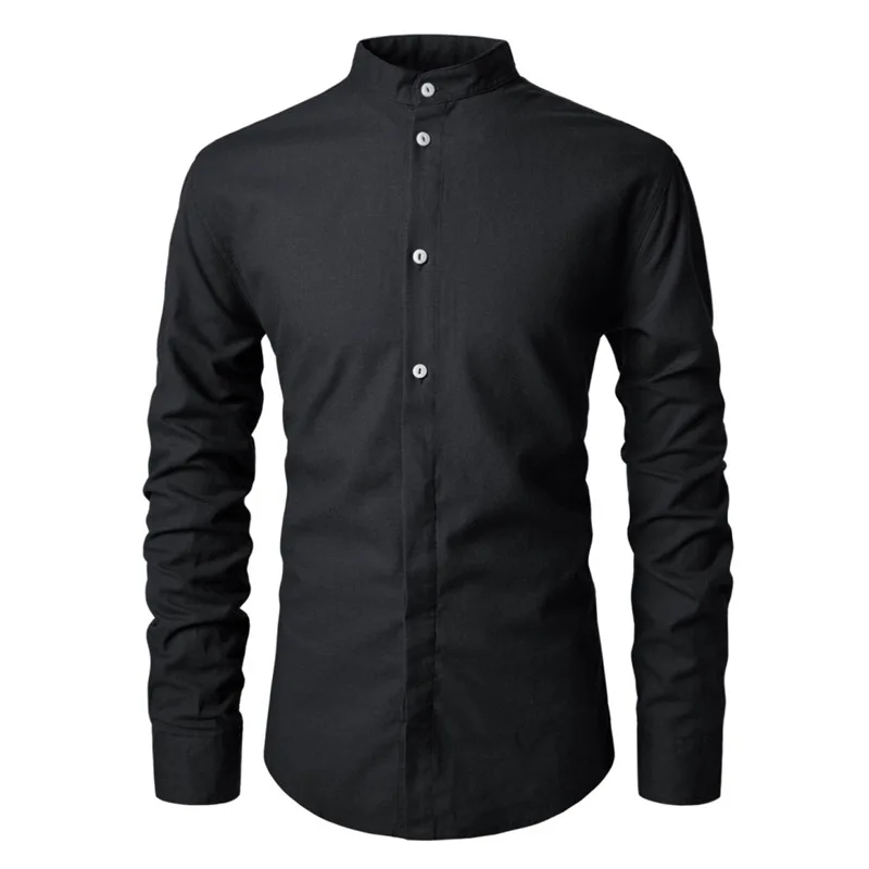 Stand Collar Long Sleeve Solid Color Shirts for Men Slim Fit Business Mens Shirts Blouse Tops Camisa Masculina Black White
Stand Collar Long Sleeve Solid Color Shirts for Men Slim Fit Business Mens Shirts Blouse Tops Camisa Masculina Black White