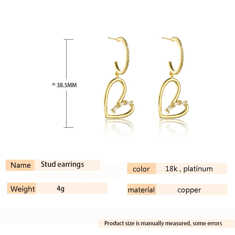 Fashion Sparking Cubic Zircon Irregular Heart Earrings Personality Creative stud Earrings For Women Wedding Jewelry 2021
Fashion Sparking Cubic Zircon Irregular Heart Earrings Personality Creative stud Earrings For Women Wedding Jewelry 2021