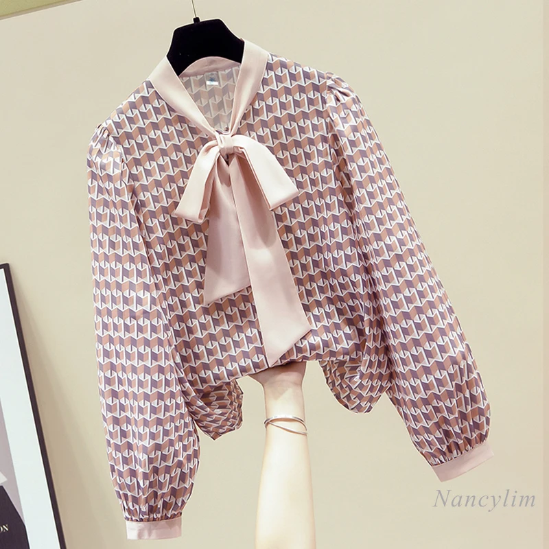 Temperament Printed Lantern Sleeve Chiffon Shirt Women Long Sleeve Top Spring Autumn All-Match Blouses Femme
Temperament Printed Lantern Sleeve Chiffon Shirt Women Long Sleeve Top Spring Autumn All-Match Blouses Femme