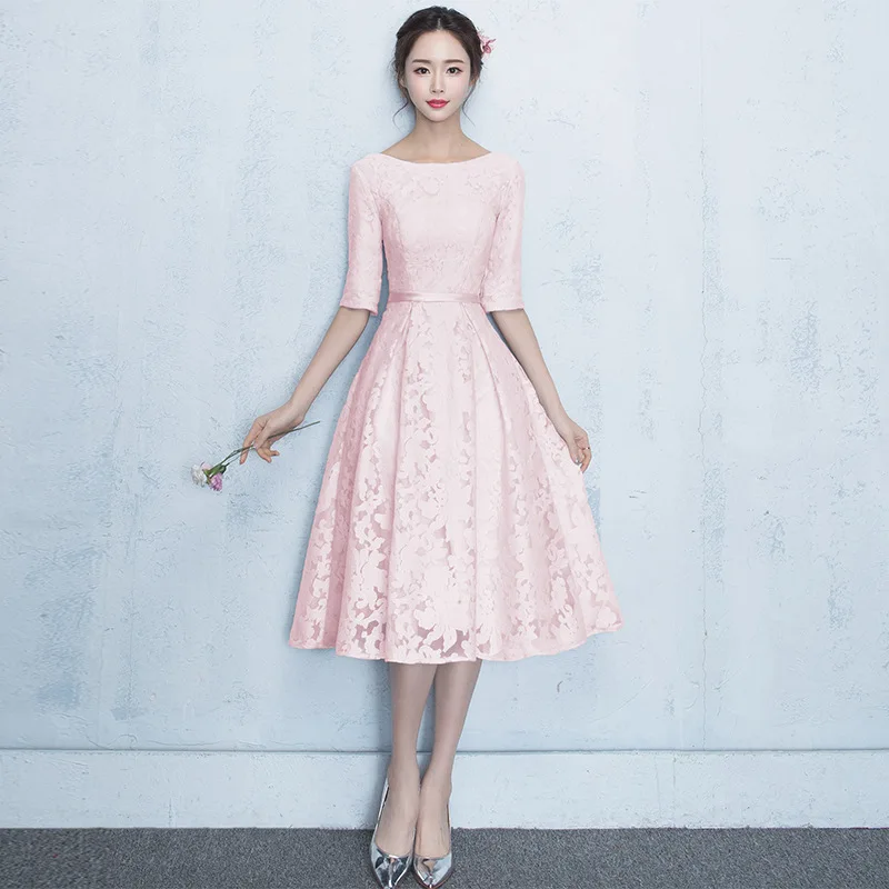 Half Sleeve Mid-Length Women Bridesmaid Dresses Elegant Sweet Embroidery Flowers Evening Dress O-Neck Slim Wedding Party Gown
Half Sleeve Mid-Length Women Bridesmaid Dresses Elegant Sweet Embroidery Flowers Evening Dress O-Neck Slim Wedding Party Gown