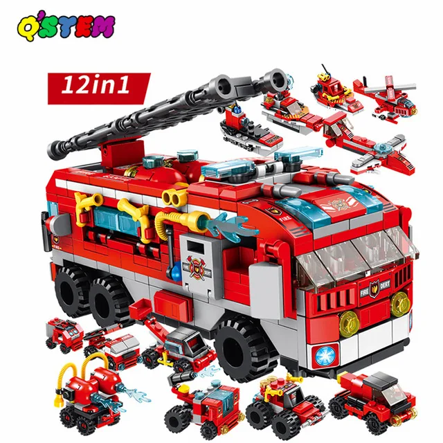 561PCS 12 IN 1 Fire Truck Toys LegoINGlys Building Blocks Compatible With City Bricks Fire Fighting Car Toys For Children
561PCS 12 IN 1 Fire Truck Toys LegoINGlys Building Blocks Compatible With City Bricks Fire Fighting Car Toys For Children