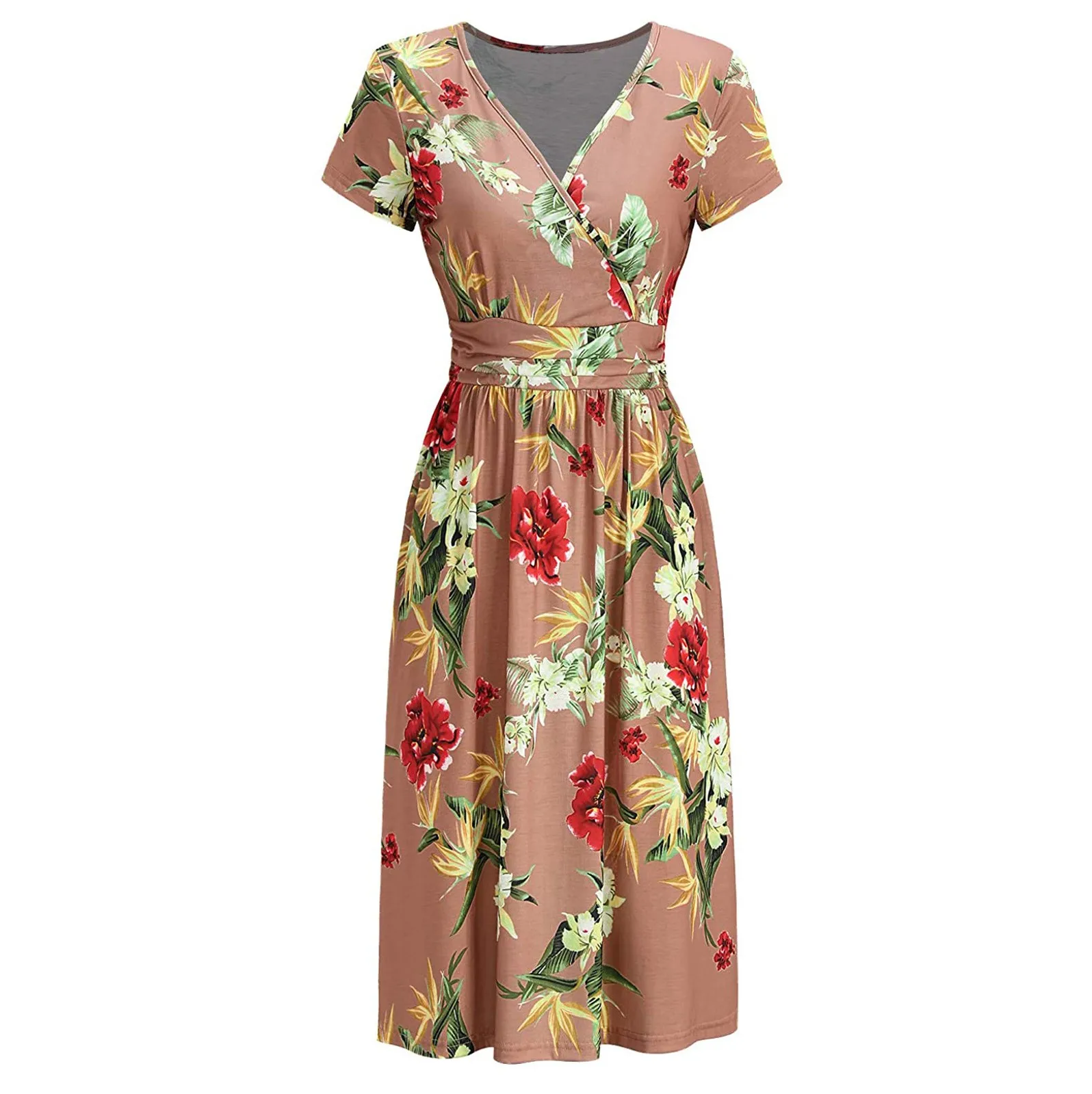 Women Casual Floral Loose Dress Pocket Sexy Dress Beach Style Temperamental Fashion printed short sleeve V-neck dress traf
Women Casual Floral Loose Dress Pocket Sexy Dress Beach Style Temperamental Fashion printed short sleeve V-neck dress traf