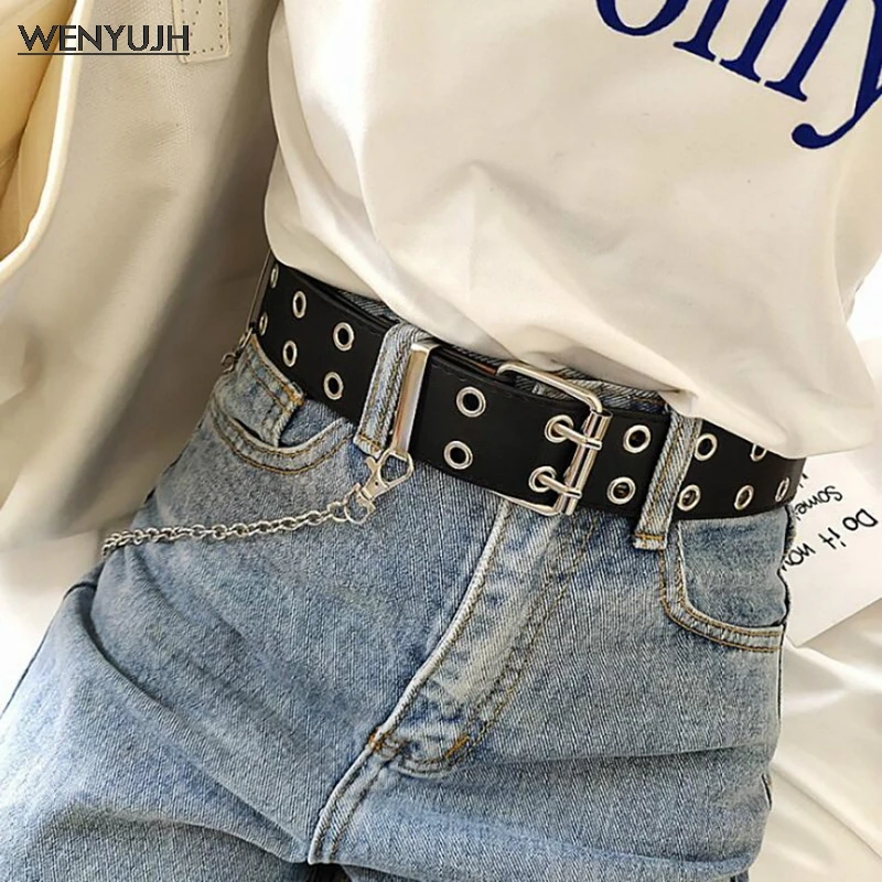Women Punk Chain Fashion Belt Adjustable Double/Single Row Hole Eyelet Waistband with Eyelet Chain Decorative Belts 2021 New
Women Punk Chain Fashion Belt Adjustable Double/Single Row Hole Eyelet Waistband with Eyelet Chain Decorative Belts 2021 New