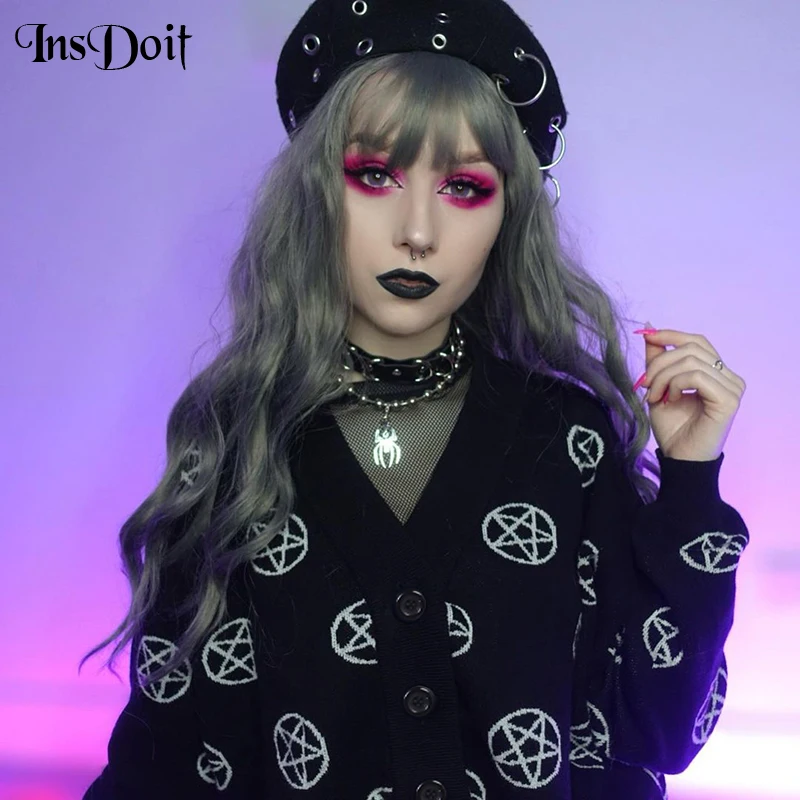 InsDoit Gothic Black Knitted Pentagram Print Cardigan Women Fairy Grunge Harajuku Sweater Outerwear Long Sleeve Autumn Crop Coat
InsDoit Gothic Black Knitted Pentagram Print Cardigan Women Fairy Grunge Harajuku Sweater Outerwear Long Sleeve Autumn Crop Coat
