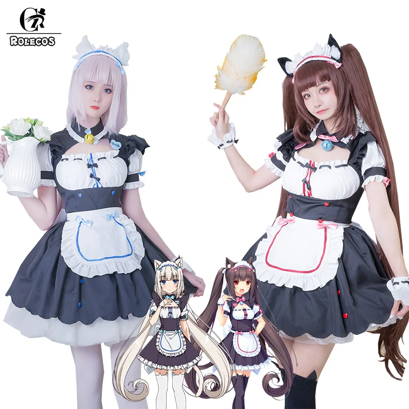 ROLECOS Nekopara Косплэй костюм Chocola ванили платье горничной кошка Neko вечерние