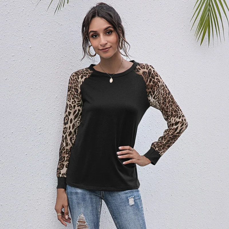 2021 T Shirts Women Fashion Summer Leopard Patchwork Long Sleeved T-shirt Loose O Neck Women's Tshirt Tops Women
2021 T Shirts Women Fashion Summer Leopard Patchwork Long Sleeved T-shirt Loose O Neck Women's Tshirt Tops Women