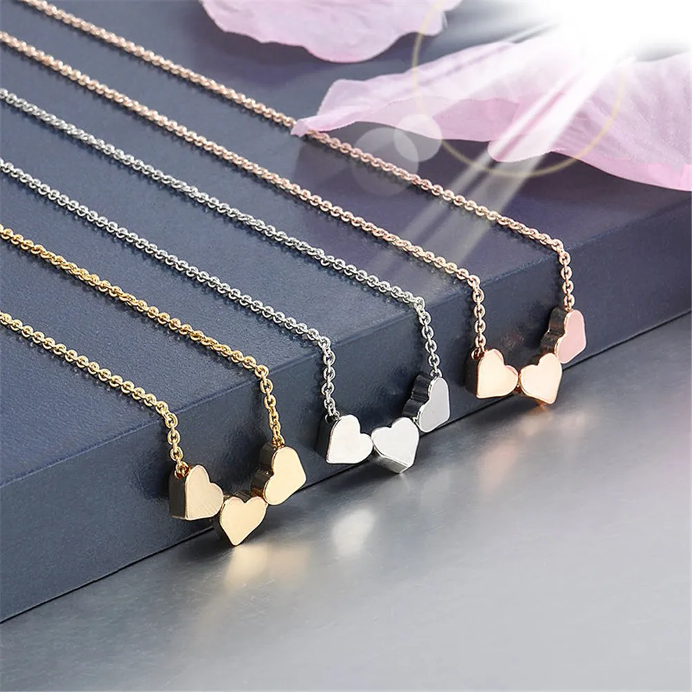 Cute Rose Color Three Hearts Pendant Necklaces for Woman Girls Full Steel Link Chain Women Collarbone Jewelry
Cute Rose Color Three Hearts Pendant Necklaces for Woman Girls Full Steel Link Chain Women Collarbone Jewelry
