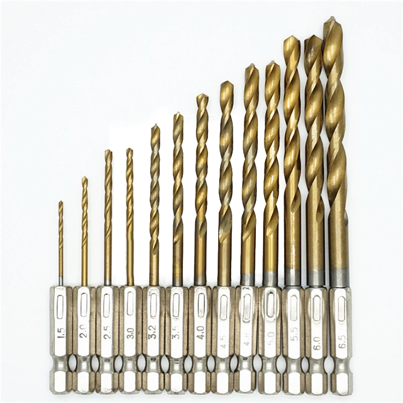 13pcs/Set Hex Shank High Speed steel Titanium Coated Drill Bit Kit Multi Bit
13pcs/Set Hex Shank High Speed steel Titanium Coated Drill Bit Kit Multi Bit