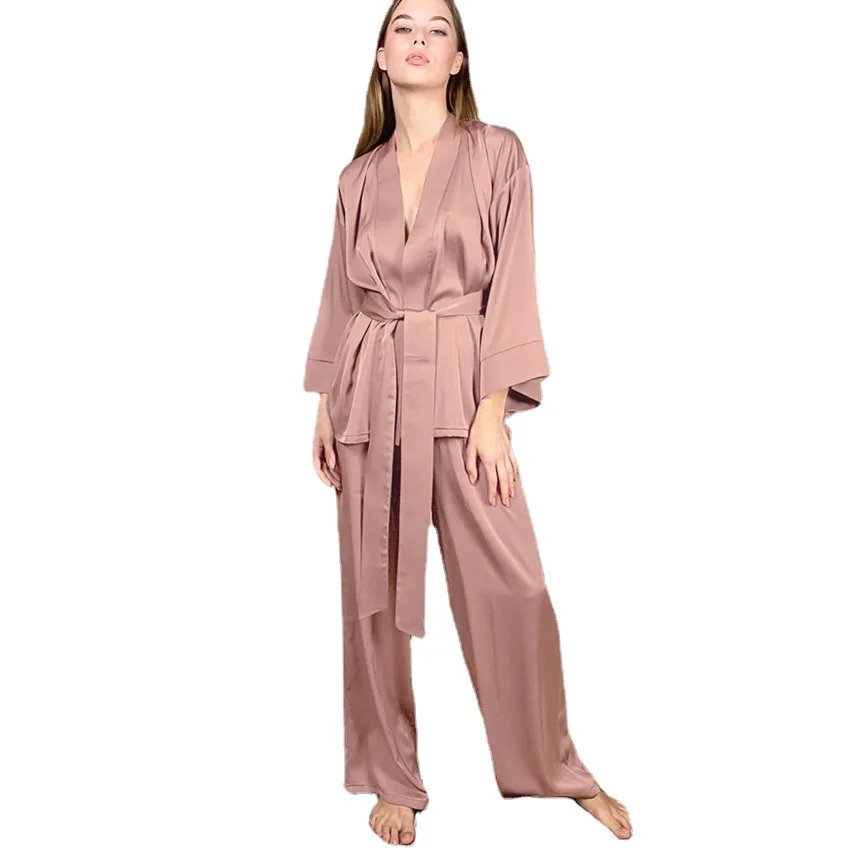 2021 New Satin Ladies Long Sleeve Nightgown Simple Loose Cardigan Lace Pajama Set Women Comfortable Silky Home Set
2021 New Satin Ladies Long Sleeve Nightgown Simple Loose Cardigan Lace Pajama Set Women Comfortable Silky Home Set