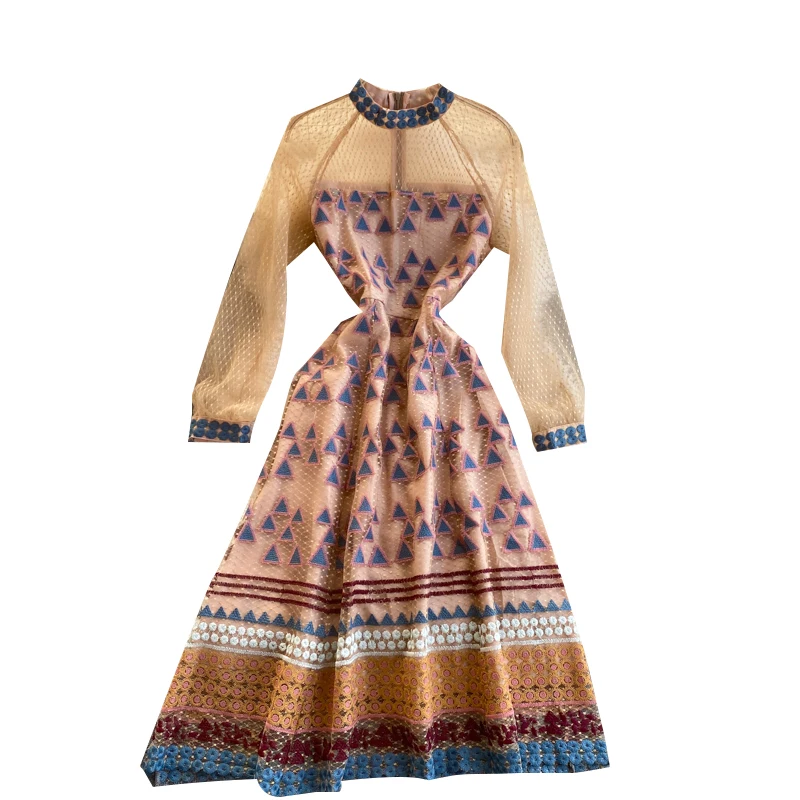 Design Embroidery Mesh Dress Women Korean Fashion Retro Long Sleeve Dress Spring High Quality A-line Streetwear Dress
Design Embroidery Mesh Dress Women Korean Fashion Retro Long Sleeve Dress Spring High Quality A-line Streetwear Dress