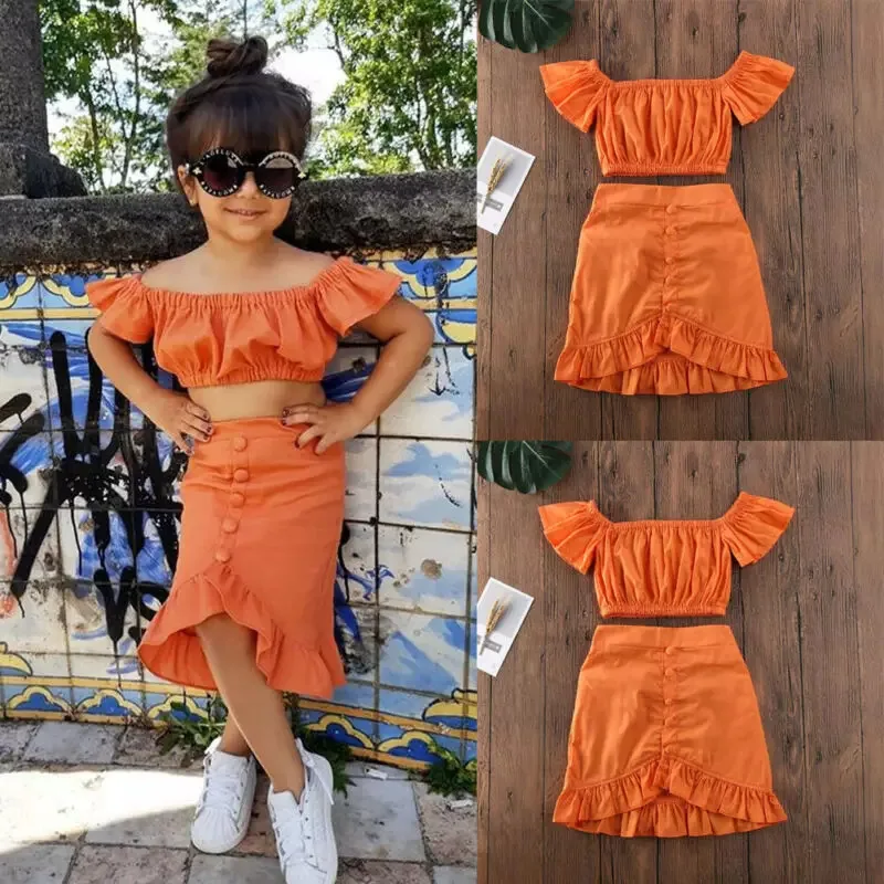 2021 Summer Kids Baby Girls Off Shoulder Crop T-shirt Tops Dress Skirt Outfit Clothes 2pcs
2021 Summer Kids Baby Girls Off Shoulder Crop T-shirt Tops Dress Skirt Outfit Clothes 2pcs