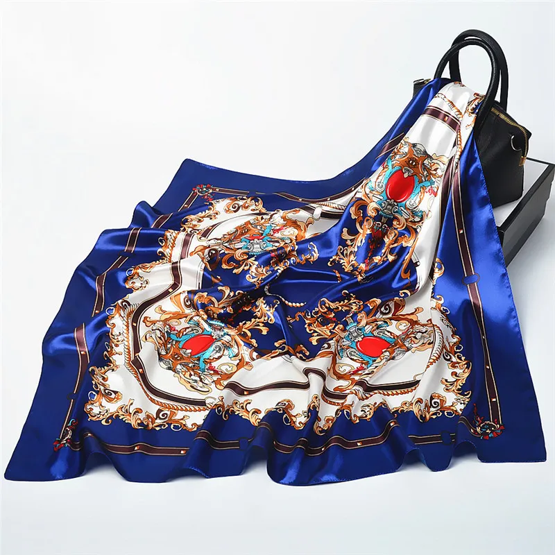 POBING Silk Square Scarf Women Floral Print Foulard Satin Hijab Bandana Lady Neckerchief Femme Tie Band Head Scarves 90cm*90cm
POBING Silk Square Scarf Women Floral Print Foulard Satin Hijab Bandana Lady Neckerchief Femme Tie Band Head Scarves 90cm*90cm
