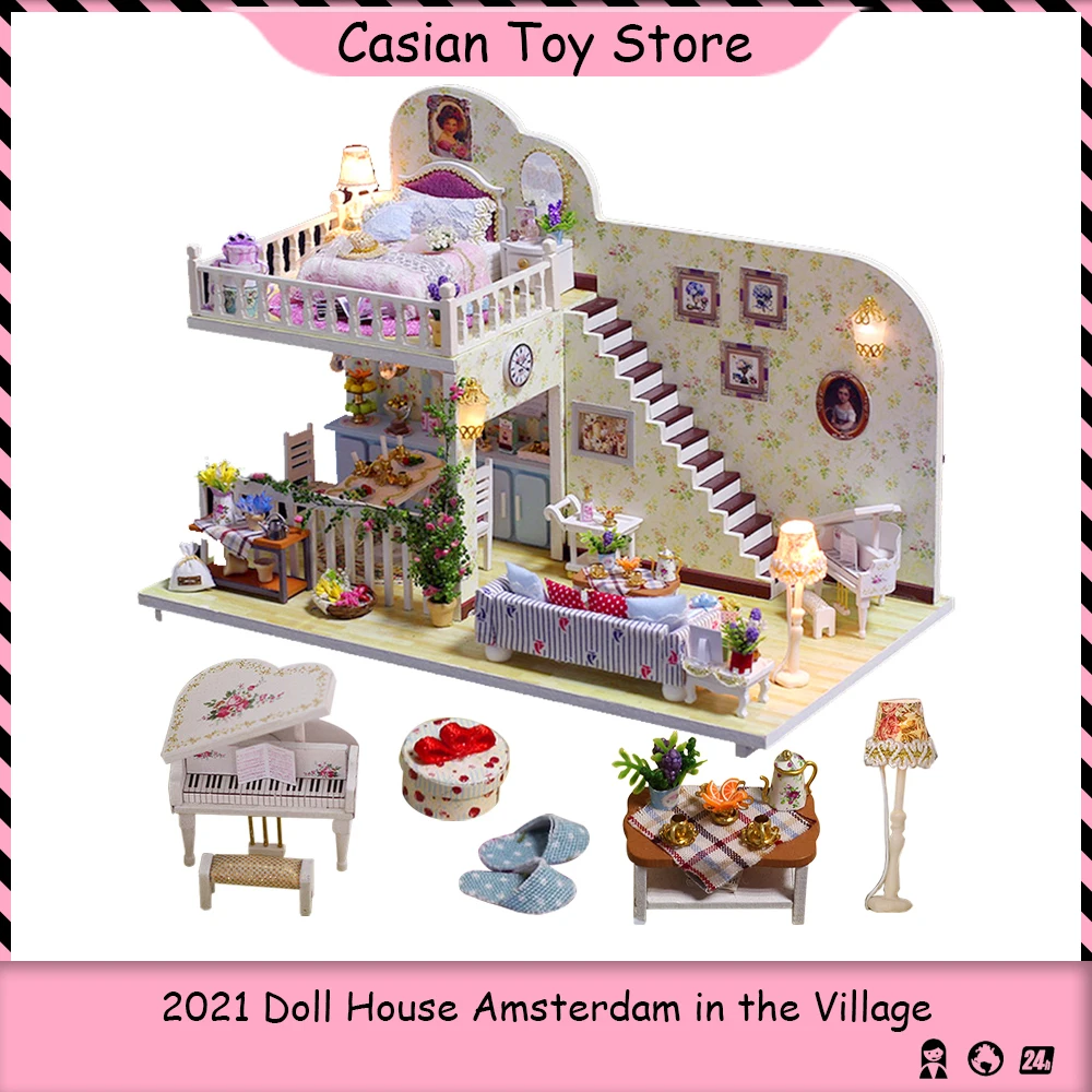 Diy Doll House Building Model Amsterdam in the village with Led Light Free Gift Handmade Dollhouse Creative Custom Toys for Girl
Diy Doll House Building Model Amsterdam in the village with Led Light Free Gift Handmade Dollhouse Creative Custom Toys for Girl