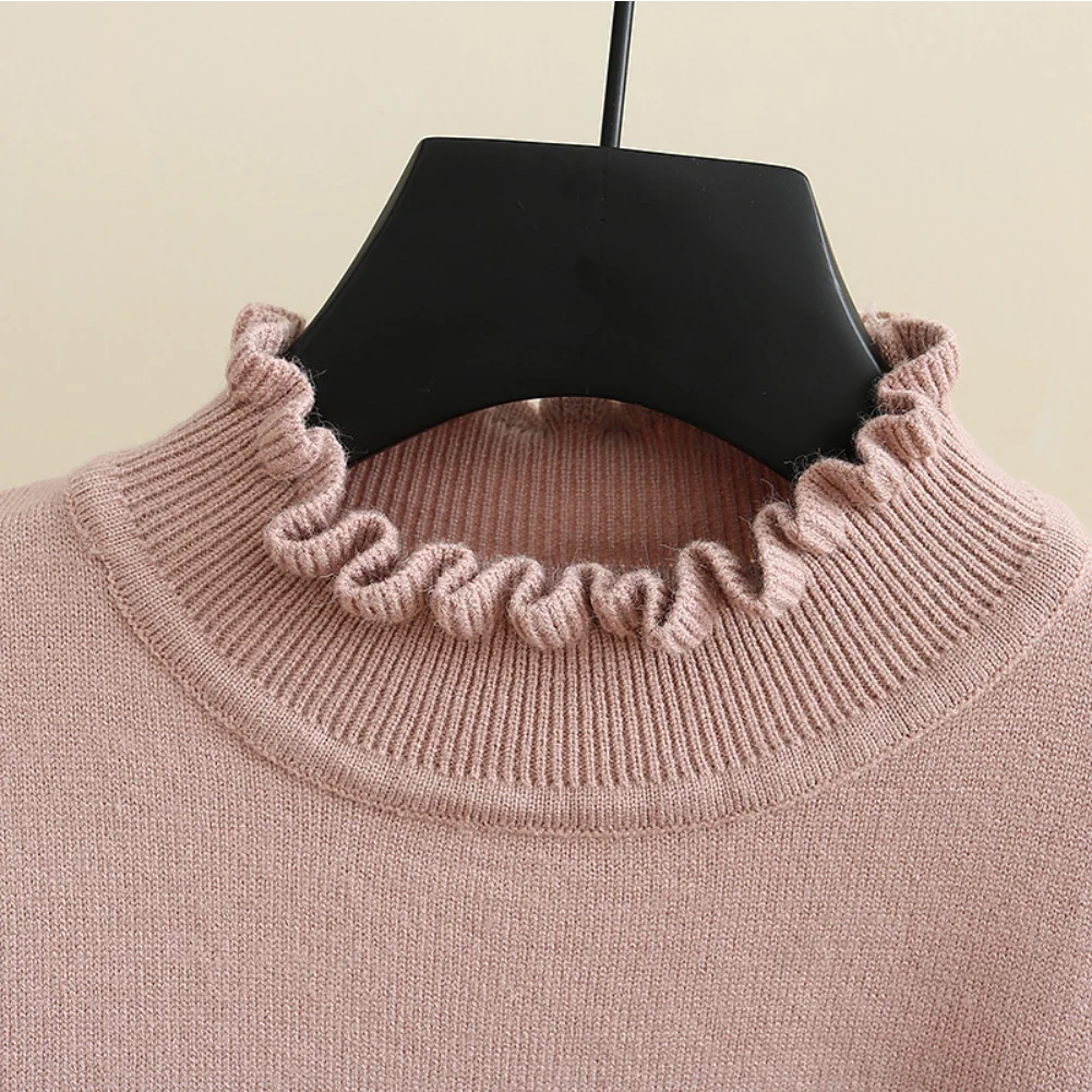Women Solid Color Ruffled Mock Neck Long Petal Puff Sleeve Knit Pullover Sweater Ruffled Collar Knitted Women Sweater
Women Solid Color Ruffled Mock Neck Long Petal Puff Sleeve Knit Pullover Sweater Ruffled Collar Knitted Women Sweater