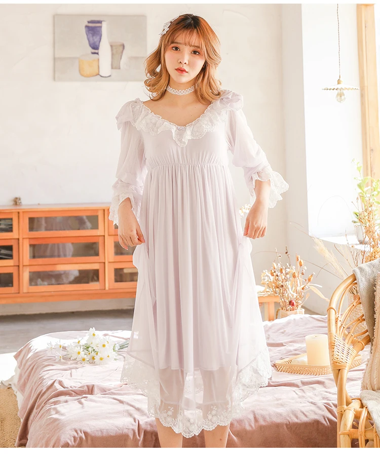 Nightdress with Chest Pad Sexy Lace Mesh Modal Nightgown Spring and Summer Sweet Princess Style Embroidered Lace Sleepwear
Nightdress with Chest Pad Sexy Lace Mesh Modal Nightgown Spring and Summer Sweet Princess Style Embroidered Lace Sleepwear