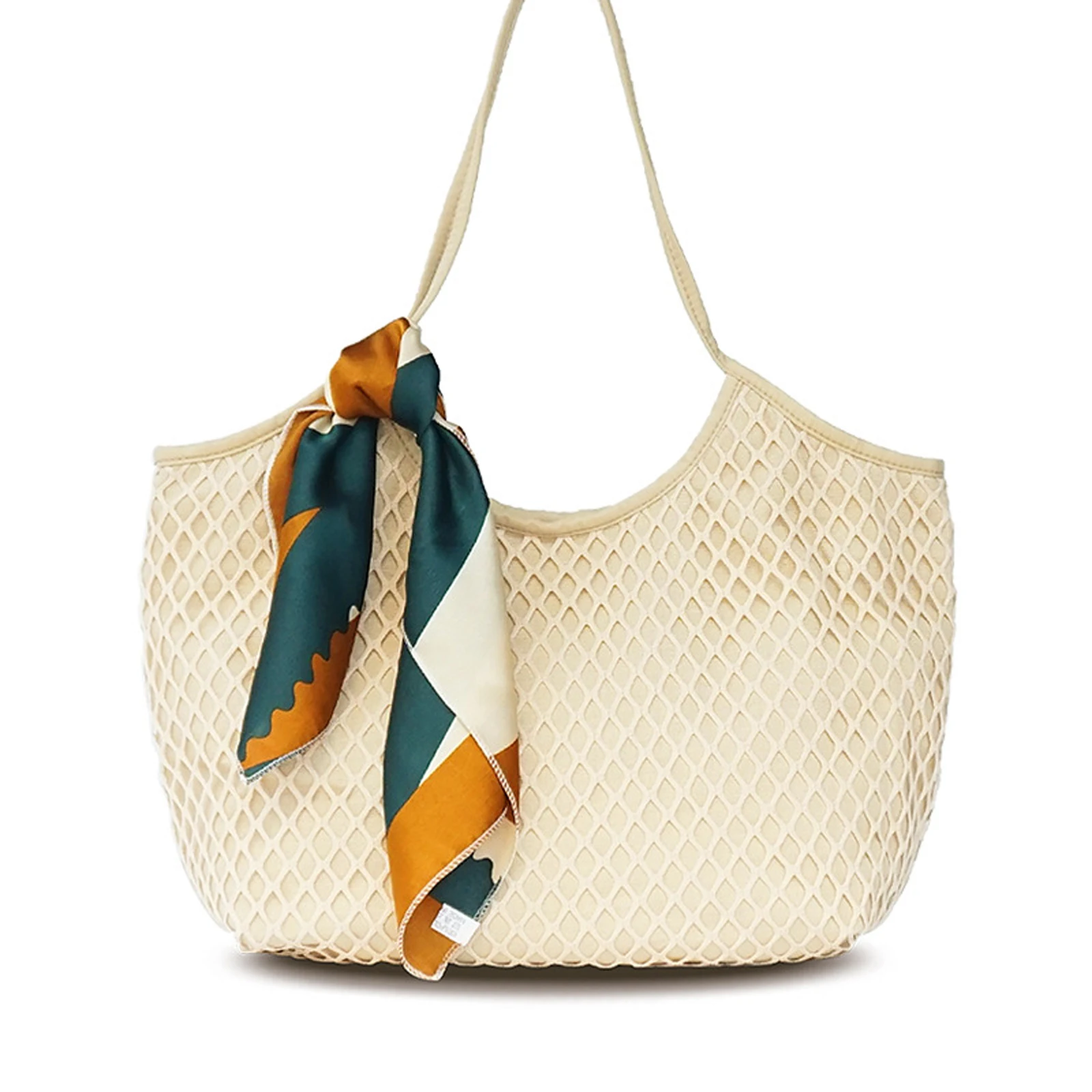 Women Canvas Tote Bag, Crochet Shoulder Bag Large Capacity Handbag with Silk Scarf
Women Canvas Tote Bag, Crochet Shoulder Bag Large Capacity Handbag with Silk Scarf