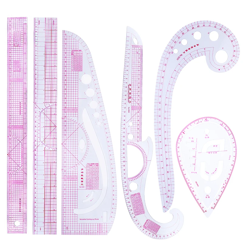 

LMDZ 6pcs Practical Sewing French Curve Cutting Ruler Measure Dressmaking Tailor Cutting Craft Scale Rule Drawing Tool