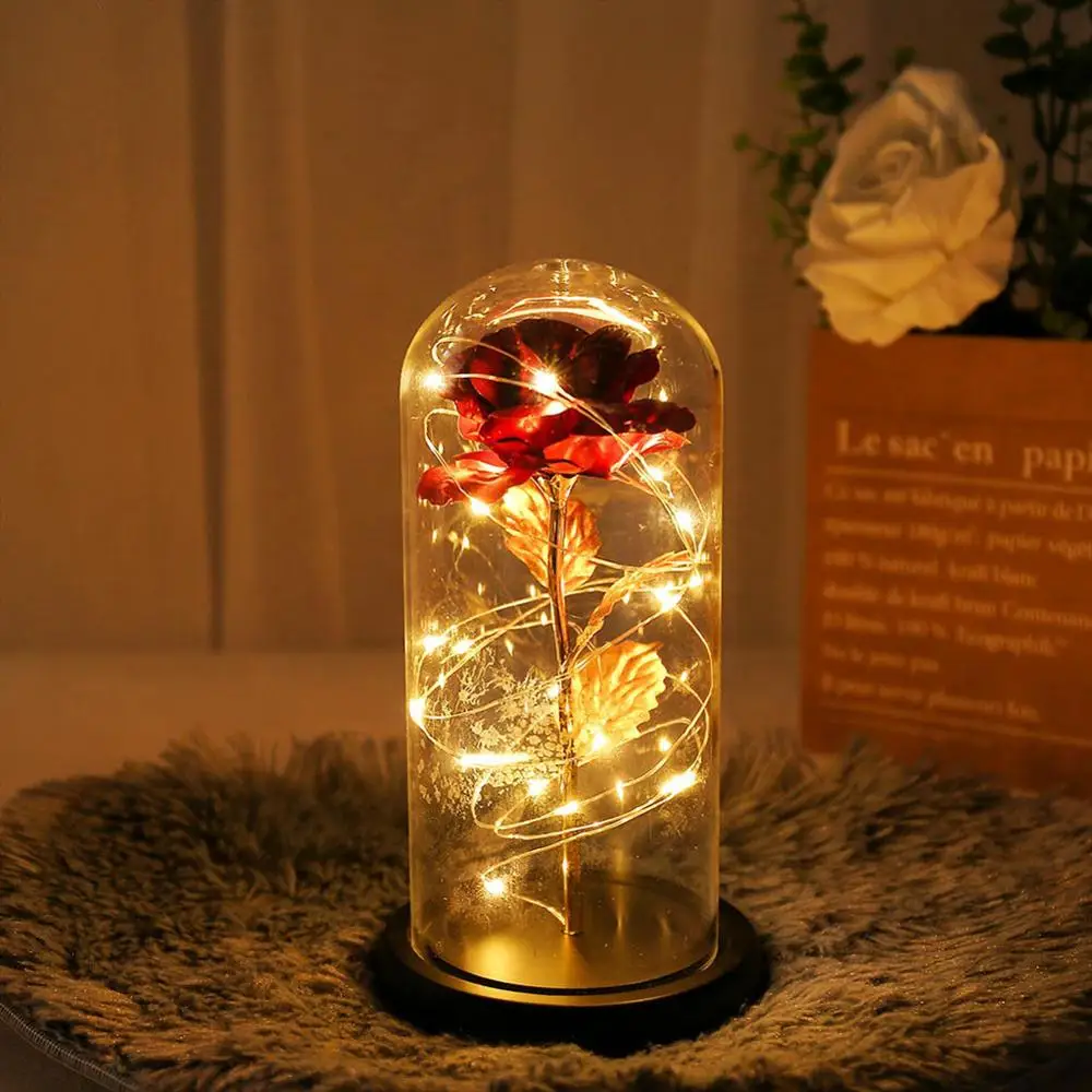 Red Rose Gold Leaf Lantern Glass Dome Valentine's Day Gift Lantern Glass Shade Rose Lantern Light for Holiday Festival Wedding
Red Rose Gold Leaf Lantern Glass Dome Valentine's Day Gift Lantern Glass Shade Rose Lantern Light for Holiday Festival Wedding