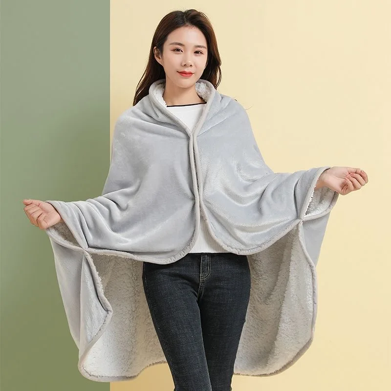 

Wearable Solid Fleece Blanket With Button Winter Warm Throws On Sofa Bed Travel Thicken Bedroom Throw Blankets TV Nap Bed