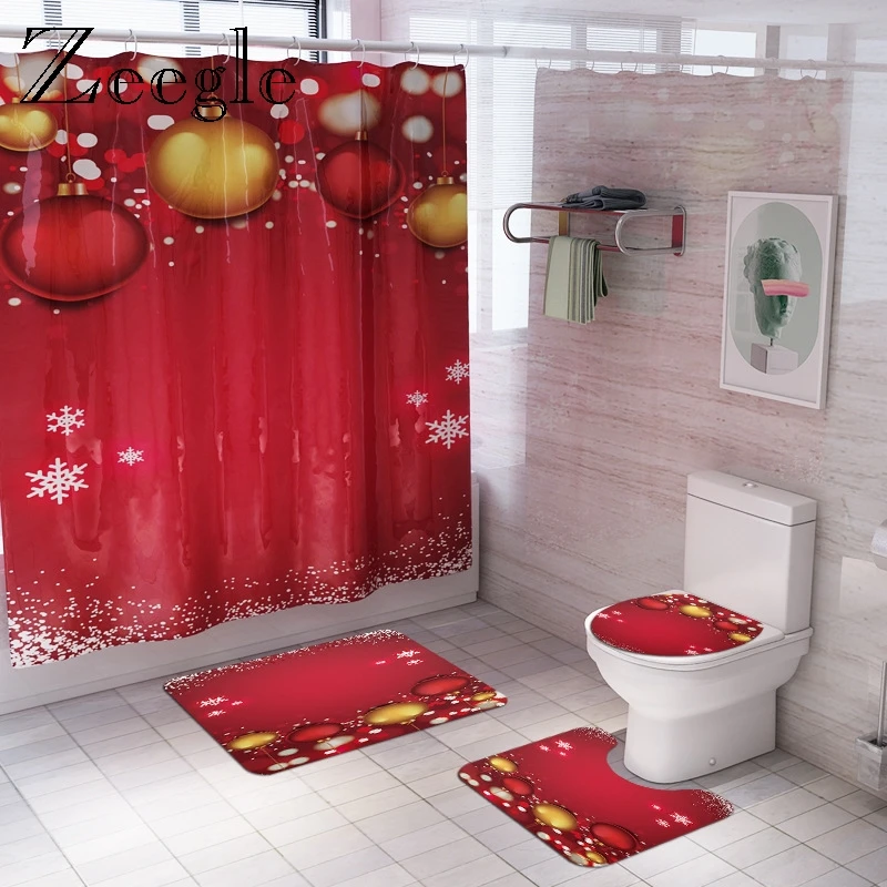 Zeegle Christmas Bath Mat Set for Toilet Decoration New Year Shower Curtain with Hooks Pedestal Rug Lid Toilet Cover Shower Mat
Zeegle Christmas Bath Mat Set for Toilet Decoration New Year Shower Curtain with Hooks Pedestal Rug Lid Toilet Cover Shower Mat