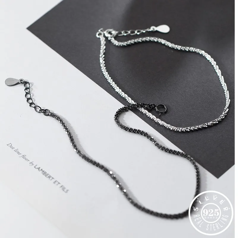 925 Sterling Silver Geometric Shape Statement Black Color Chain Hand Party Charm Bracelets Fine Jewelry for Women Lady
925 Sterling Silver Geometric Shape Statement Black Color Chain Hand Party Charm Bracelets Fine Jewelry for Women Lady