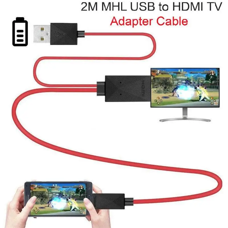 2 м MHL к HDMI-совместимый адаптер кабель HD 1080P конвертер USB для HDTV TV цифровой аудио