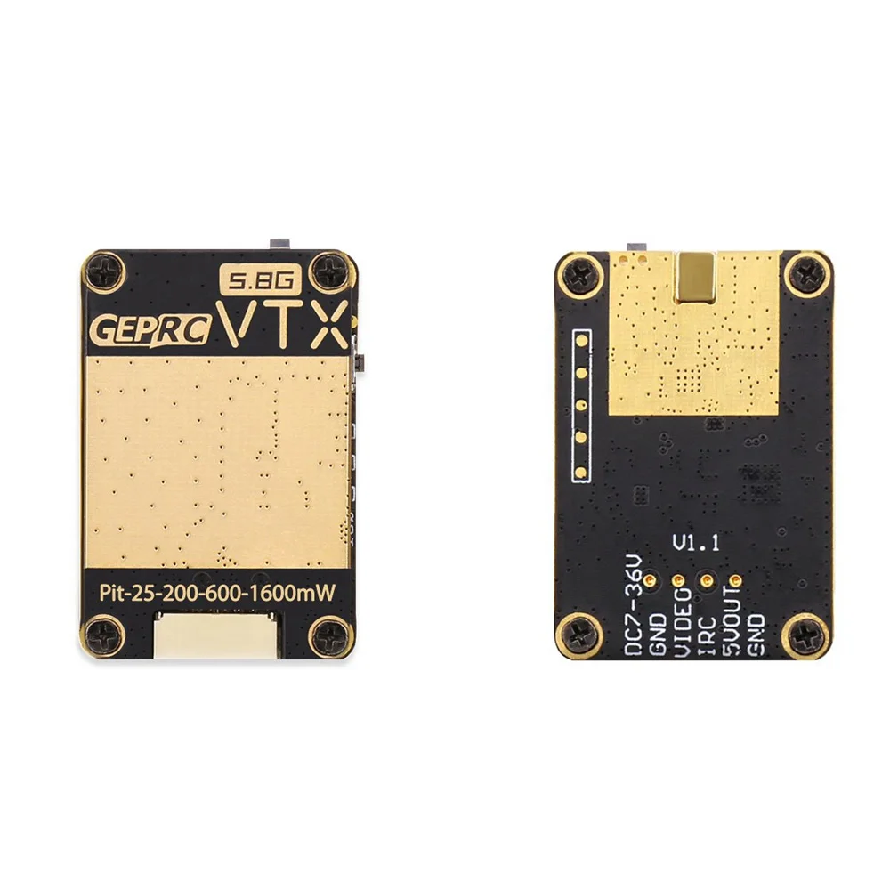 

GEPRC RAD VTX 5,8 ГГц 1,6 Вт питьевой режим/25 МВт/200 мВт/600 мВт/1600 мВт FPV передатчик дальнего действия для OSD 30,5 мм x 30,5 мм MMCX Запчасти для самостоятельной...