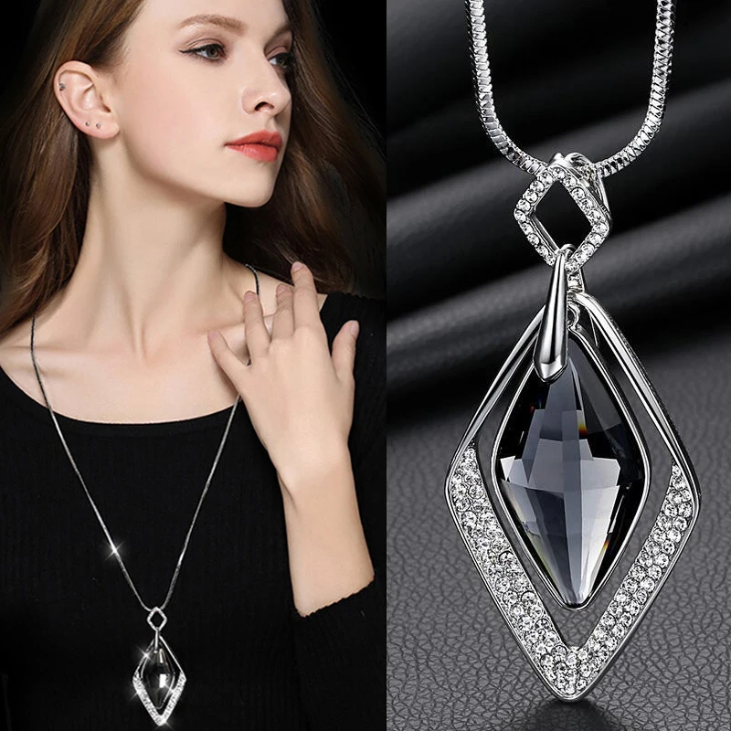 European and American Diamond-Shaped Sapphire Ladies Necklace Aristocratic Temperament Sweater Chain Prom Lover Gift Pend Jewelr
European and American Diamond-Shaped Sapphire Ladies Necklace Aristocratic Temperament Sweater Chain Prom Lover Gift Pend Jewelr