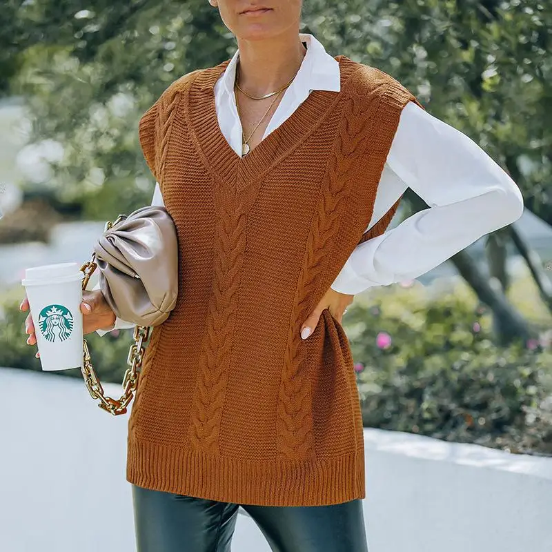 Women Knitted Sleeveless Sweater Vest New Loose Vintage Women's Sweater Chic Oversized Knit Sweater Lazy Streetwear Female Tops 
Women Knitted Sleeveless Sweater Vest New Loose Vintage Women's Sweater Chic Oversized Knit Sweater Lazy Streetwear Female Tops